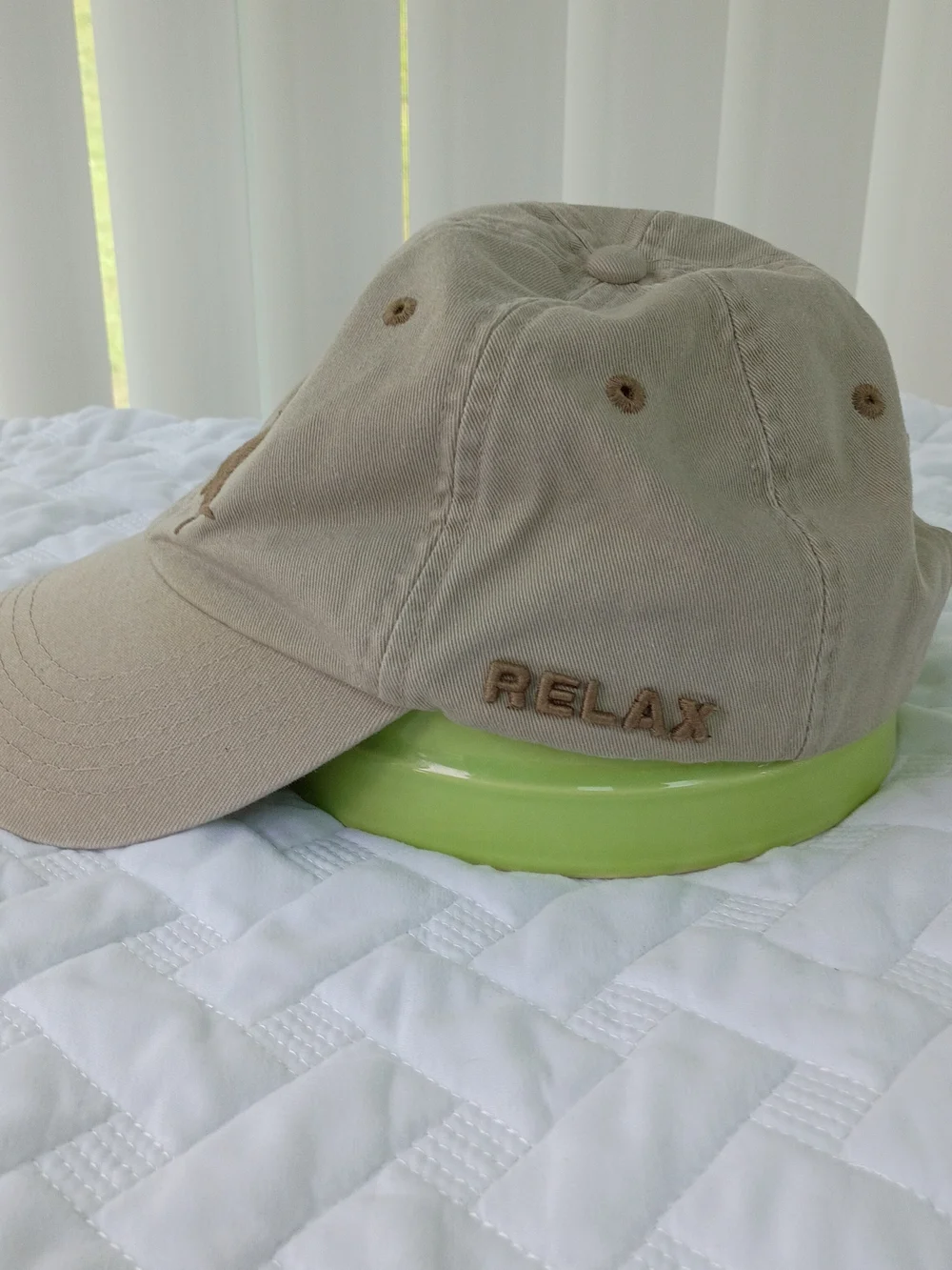 Tommy Bahama Adjustable Cap RELAX Hat Marlin Logo 100% Cotton Beige Breathable